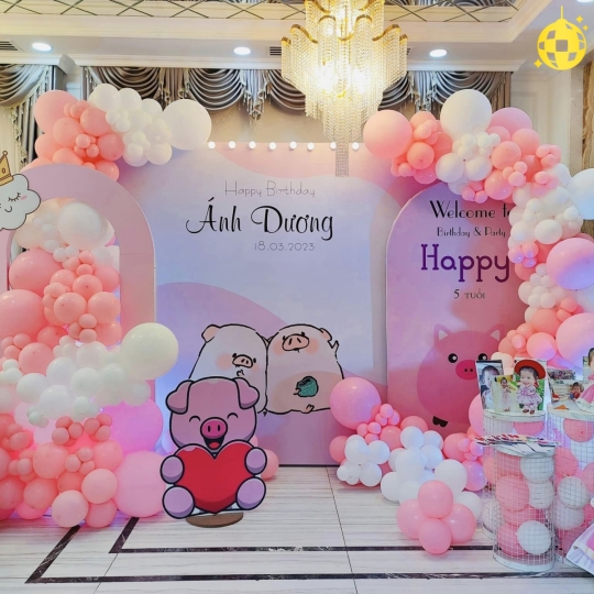 Trang trí sinh nhật chủ đề hồng pastel cho bé