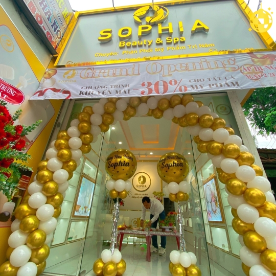 trang trí cổng bóng khai trương